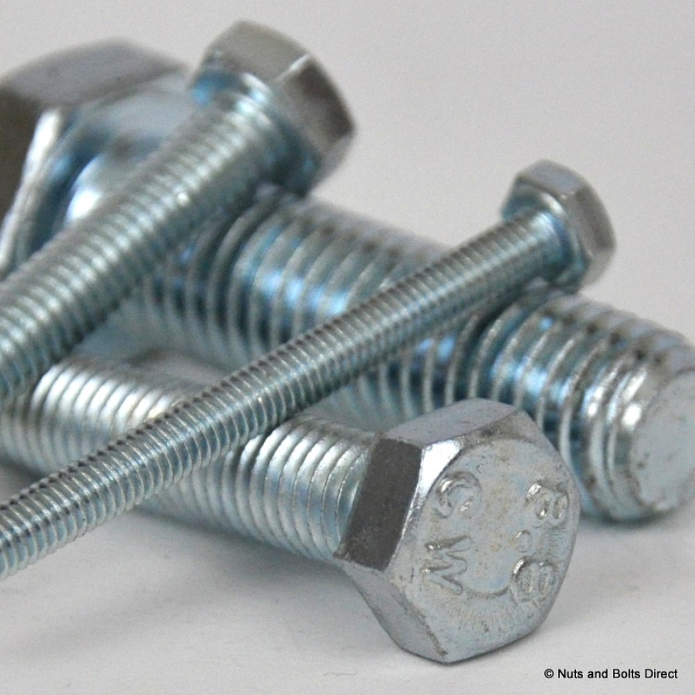 M8 x 80mm Hex Head Set Screw DIN 933 Metric 8.8 Grade Zinc Plate Fully